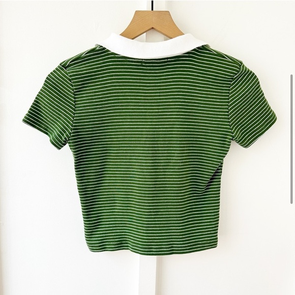 BRANDY MELVILLE green striped crop polo - Picture 2 of 3